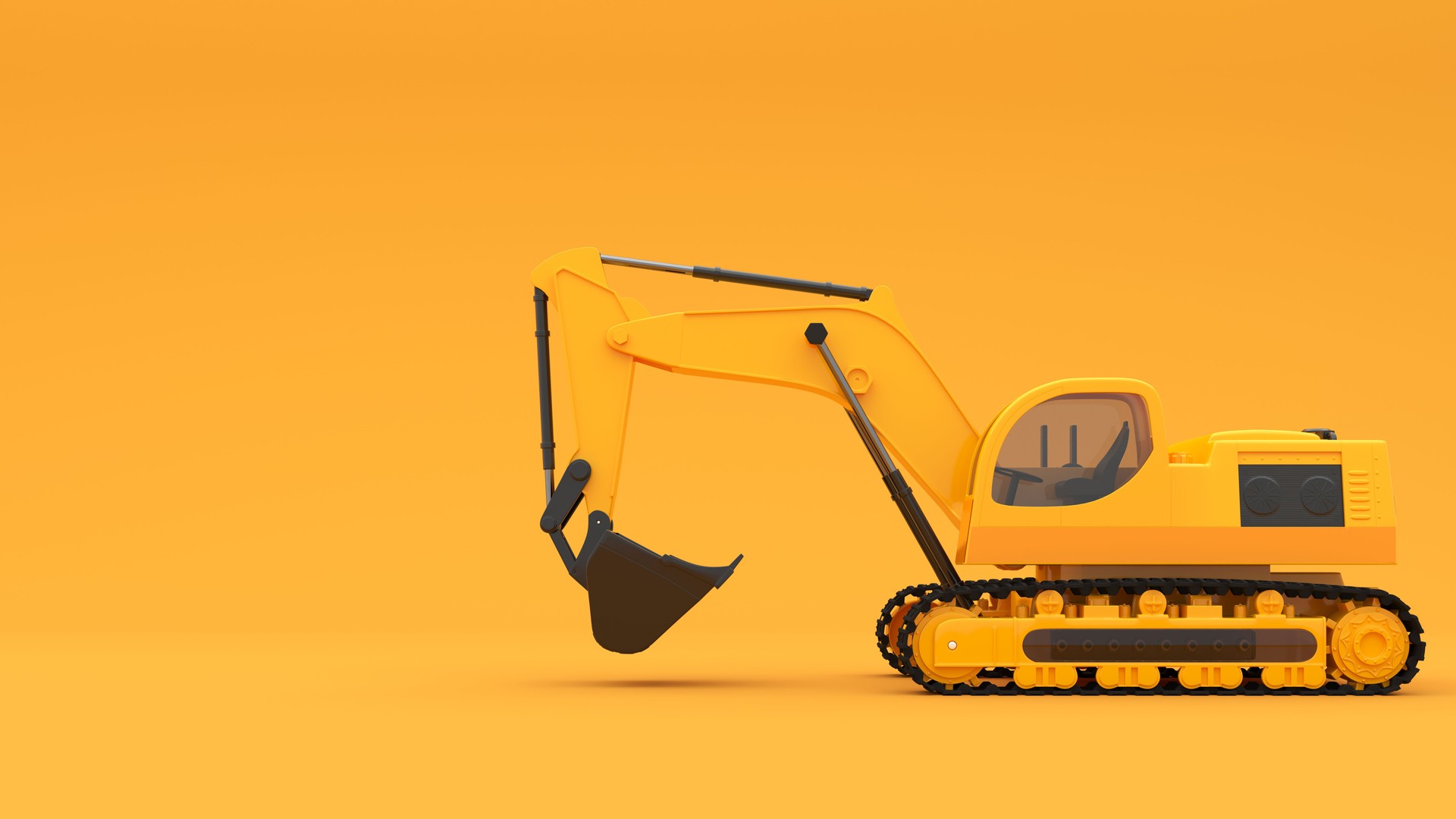 3D render of heavy construction equipment on a construction site with sand.
